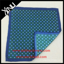 Handrolled Green con azul Mini Sunflower Screen Print Wool Pañuelos